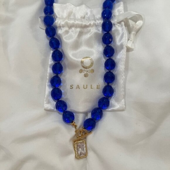 NWOT Saule Coblat Pendant Necklace w/Czech Glass Beads, Gold Clasp & Dustbag. - Picture 3 of 5